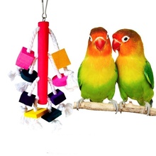 Игрушки для попугая, деревянная игрушка для скалолазания, жевательные игрушки для птиц, попугаи, цветная деревянная игрушка попугаи украшение птица в клетке 2024 - купить недорого