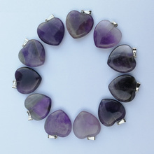 Moda Boa qualidade Purple heart cristal 20mm pingentes de pedra Natural para fazer jóias Charme acessórios 12 pçs/lote atacado 2024 - compre barato
