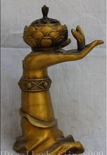 YM  306  10" Chinese Kwan-Yin Buddha Fo Hand Up Lotus Candle Stick Holder Statue 2024 - buy cheap