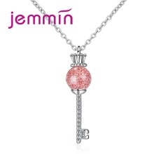 New 2021 Arrivals Exquisite Woman 925 Sterling Silver Pendant Necklaces Pink Bead Key Design Charms Girls Wedding Party Jewelry 2024 - buy cheap