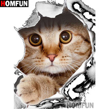 HOMFUN полностью квадратная/круглая дрель 5D DIY Алмазная картина "животное кошка" 3D Алмазная вышивка крестиком домашний декор A19833 2024 - купить недорого