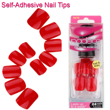 12Sets Full Cover Red Self-Adhesive Fake Nail Polish Tips Colorful Glued Acrylic Nails Artificial Fake French Manicure RCP-44 2024 - buy cheap