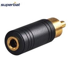 Superbat conector rf rca plugue para 3.5mm, adaptador de conversor de entrada de áudio e vídeo estéreo 2024 - compre barato