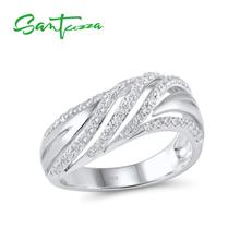 Santuzza prata anéis para as mulheres noivado anel de casamento branco zircônia cúbica pedra pura 925 prata esterlina chique moda jóias 2024 - compre barato