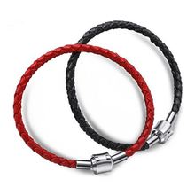 Cuerda de cuero de color negro y rojo de 3mm, cadena de cuerda con hebilla de bloqueo magnético de acero inoxidable, pulsera de base, joyería artesanal 2024 - compra barato