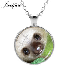 JWEIJIAO Sloth Bradypod Animal Necklaces Clothes Accessories Glass Cabochon Dome Adjustable Link Chain Jewelry ZZ67 2024 - buy cheap