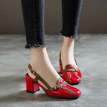 Женские туфли на высоком каблуке YMECHIC, красные туфли-лодочки в римском стиле с пряжкой и ремешком на пятке, большие размеры, лето 2019 2024 - купить недорого