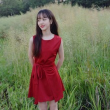 Fashion summer new Korean version Vintage Preppy Style Solid red black girls dress Student Sleeveless Hepburn sweet Dress 2024 - buy cheap