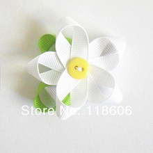 120pcs New Style White Ribbon Flower Kids Hair Clip Free Shipping 2024 - buy cheap