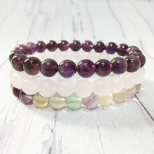 MG0364 Trendy Fluorite Stacking Bracelet Set Natural Rose Quarz Bracelet 8 mm Crystals Heart Chakra Bracelet 2024 - buy cheap