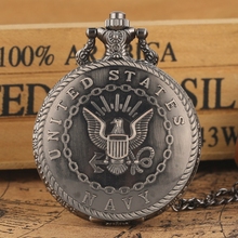 Reloj de bolsillo de cuarzo con símbolo de la Marina para hombre y mujer, cadena militar Retro, colgante, regalo FOB, arte del reloj coleccionable 2024 - compra barato