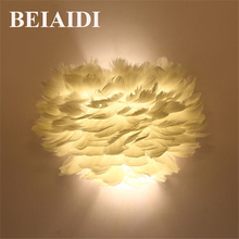 BEIAIDI-Luz LED de pared con plumas para decoración del hogar, lámpara de pared de cabecera de dormitorio, Base E14, candelabro de pared para pasillo, sala de estar 2024 - compra barato