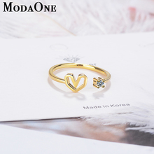 ModaOne-Anillo de corazón de oro para mujer, joyería delicada de Plata de Ley 925, joyería 2024 - compra barato