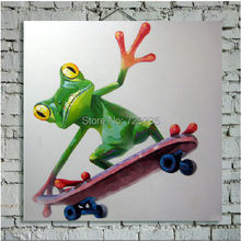 Handpainted Oil Painting On Canvas Cartoon Green Frog Abstract Art Painting Modern Home Decoration Canvas Oil Painting Pictures 2024 - buy cheap