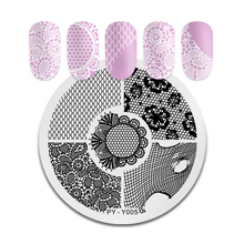 PICT YOU Grid Flowers Lace Nail Stamping Plates Round Lace Patterns Stainless Steel Nail Art Design Stamp Stencil Tools 2024 - buy cheap