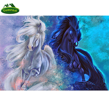 5D Diamond Painting White and Black Running Horse Diamond Embroidery Cross Stitch Creative Sewing Resin Crafts Home Furnishing 2024 - buy cheap
