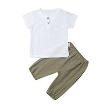 Fashion Toddler Baby Boys Cotton&linen Outfits T-Shirt Tops+Long Pants Clothes 2024 - buy cheap