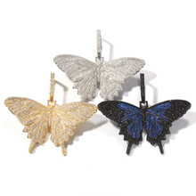 Ожерелье с подвеской в виде бабочки со льдом для мужчин и женщин, подарок, Новое поступление, 5 видов цветов ожерелье с микро цирконием в стиле хип-хоп 2024 - купить недорого