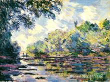 Pinturas para sala de estar Sección del Sena cerca de Giverny por el arte del hogar de Claude Monet pintado a mano de alta calidad 2024 - compra barato