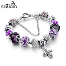 Szelam 2019, фиолетовые фотообои и браслеты, Европейский подарок на любовь, серебряные браслеты для женщин, браслеты SBR160036 2024 - купить недорого