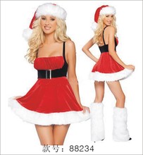 Vestido de natal sensual com chapéu vermelho frete grátis 2024 - compre barato