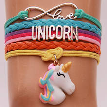 Multilayer Infinity Resin Unicorn Horse 8 Love Charm Bracelets Bangles For Women Men Colorful Rope Leather Jewelry Accessory 2024 - buy cheap