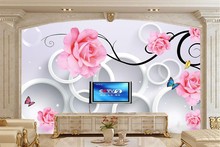 Объемные настенные 3D-обои с изображением больших колец роз и бабочек, обои для гостиной, телевизора, дивана, стены, спальни 2024 - купить недорого