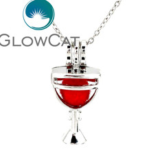 Ch-LL613 de plata brillante para gafas de vino, medallón, collar, cuentas, jaula de aceite esencial de aromaterapia, difusor, jaula de perla de Akoya 2024 - compra barato