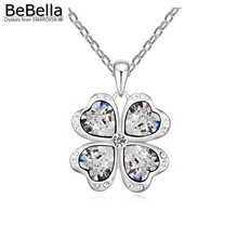 BeBella green lucky 4 leaves clover pendant necklace with Crystals from Swarovski original fashion jewelry for women girl 2024 - buy cheap