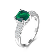 Anillos de boda de 100% plata fina 925 para mujer, diseño clásico de piedra verde, anillo cuadrado, anillo de novia, anillo de compromiso R534 2024 - compra barato