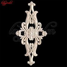 Unpainted Wood Carved Corner Onlay Applique FrameNatural Wood Appliques Flower Carving Decals Decorative Wooden Mouldings 2024 - buy cheap