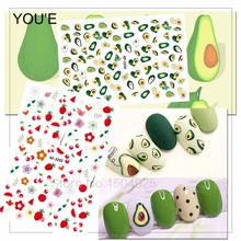 Nail Art Stickers for Nails Back Glue Summer Fruits Decals Manicure Design DIY Watermelon 3D Nails Sticker Accessoires Avocado 2024 - buy cheap