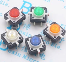 5pcs/lot 12*12 Red, Yellow, Blue, Green and White LED with Light Push Button Touch Switch, Keyboard Move Micro Open Frequently 2024 - buy cheap
