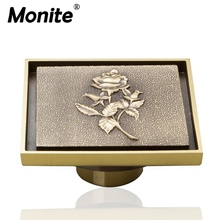 Monite Rose узор античная латунь Невидимый трап для ванной комнаты раковина для кухни трап для пола 2024 - купить недорого