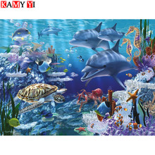 5D DIY Diamond painting Cross stitch whale Full Square Diamond embroidery fish Full Round Diamond mosaic animal LK1 2024 - buy cheap