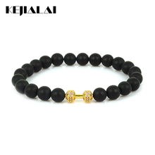 KEJIALAI Men's Dumbbell Bracelet 8mm Matte Stone Beads Barbell Charms Pave White Zircon Fitness Fashion Energy Jewelry Gift 2024 - buy cheap