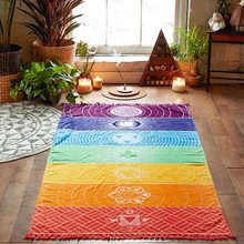 Hot Rainbow Beach Mat Mandala Blanket Wall Hanging Tapestry Stripe Towel Tablecloth Cover Up Bikini Bedspread Throw Yoga Mats#3 2024 - buy cheap