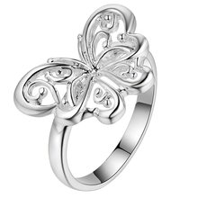 Anillo Chapado en plata brillante de mariposa hermosa, anillo de joyería de moda de plata para mujeres y hombres, /BKAVZSCD QOENBCGE 2024 - compra barato