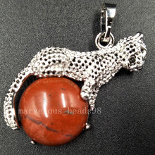 Free Shipping Beautiful jewelry  21x34mm Frame Jaspe Round Leopard Women Men Pendant Bead pC5513 2024 - buy cheap