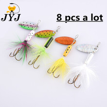 8pcs 8cm 3.58g Diving depth Metal Spoon Spinner Lure fishing tackle isca artificial ,feather treble hook , small spinner wobbler 2024 - buy cheap