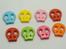 50 Mixed Bubblegum Color Acrylic Halloween Gothic Flat Skull Beads 16X15mm 2024 - buy cheap