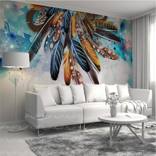 beibehang Custom 3d Wall paper Fashion Color Feather Art Retro American Wallpaper Sofa Bedroom Wall TV Background 2024 - buy cheap