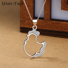Uini-Tail hot new 925 sterling silver hollow micro-inlaid chicken necklace fashion tide flow cute temperament jewelry ED187 2024 - buy cheap