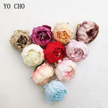 YO CHO 2 шт 9 см шелковые цветочные головки пионов для свадебных цветочных стен белые розовые пионы Искусственные цветы розы голова Diy ВЕНОК Декор 2024 - купить недорого