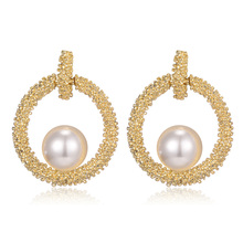 Shineland 2020 New  Pearl Earrings for Women Fashion Jewelry Hot Fashion Simulated Pearl Geometric Drop Earrings Jewelry 2024 - buy cheap