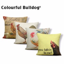 Funda de almohada de gallo cojín de gallina cubierta para aceite, cama de colibrí para chico Retro, almohada 17,7 de lino 2024 - compra barato