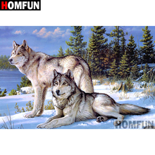 HOMFUN 5D DIY Diamond Painting Full Square/Round Drill "Animal wolf" 3D Embroidery Cross Stitch gift Home Decor A01978 2024 - buy cheap