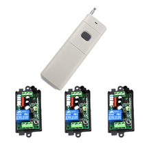 Sistema de interruptor sem fio ac110v 220 v 1ch, controle remoto com 3 receptor, 1 chave de longa distância, 315mhz/433mhz, sku: 5214