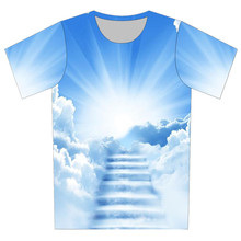 Camiseta con estampado 3D para niños y niñas, camisa con diseño de cielo azul, Nube Blanca, sol, huracán, Volcán, de verano, 4-20 años 2024 - compra barato