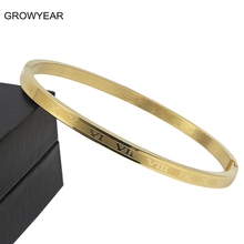 Casual Golden Women Bracelet Stainless Steel Roman Number Bangle Jewelry 1pcs 2024 - buy cheap